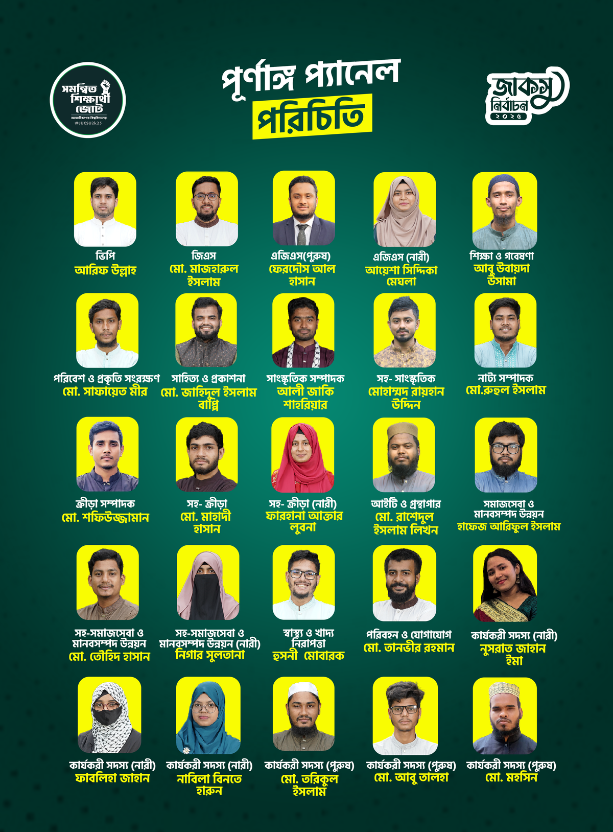 Combined Students' Alliance Full Panel JUCSU 2025